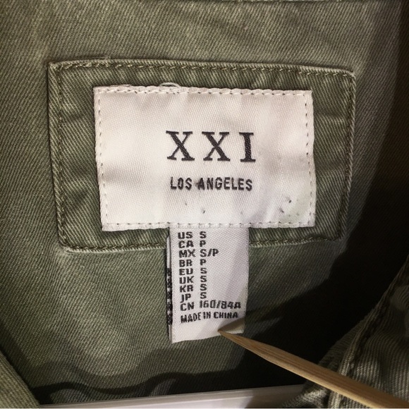 XXI Los Angeles Olive Green Military Shirt Womens Size Small - Picture 7 of 12